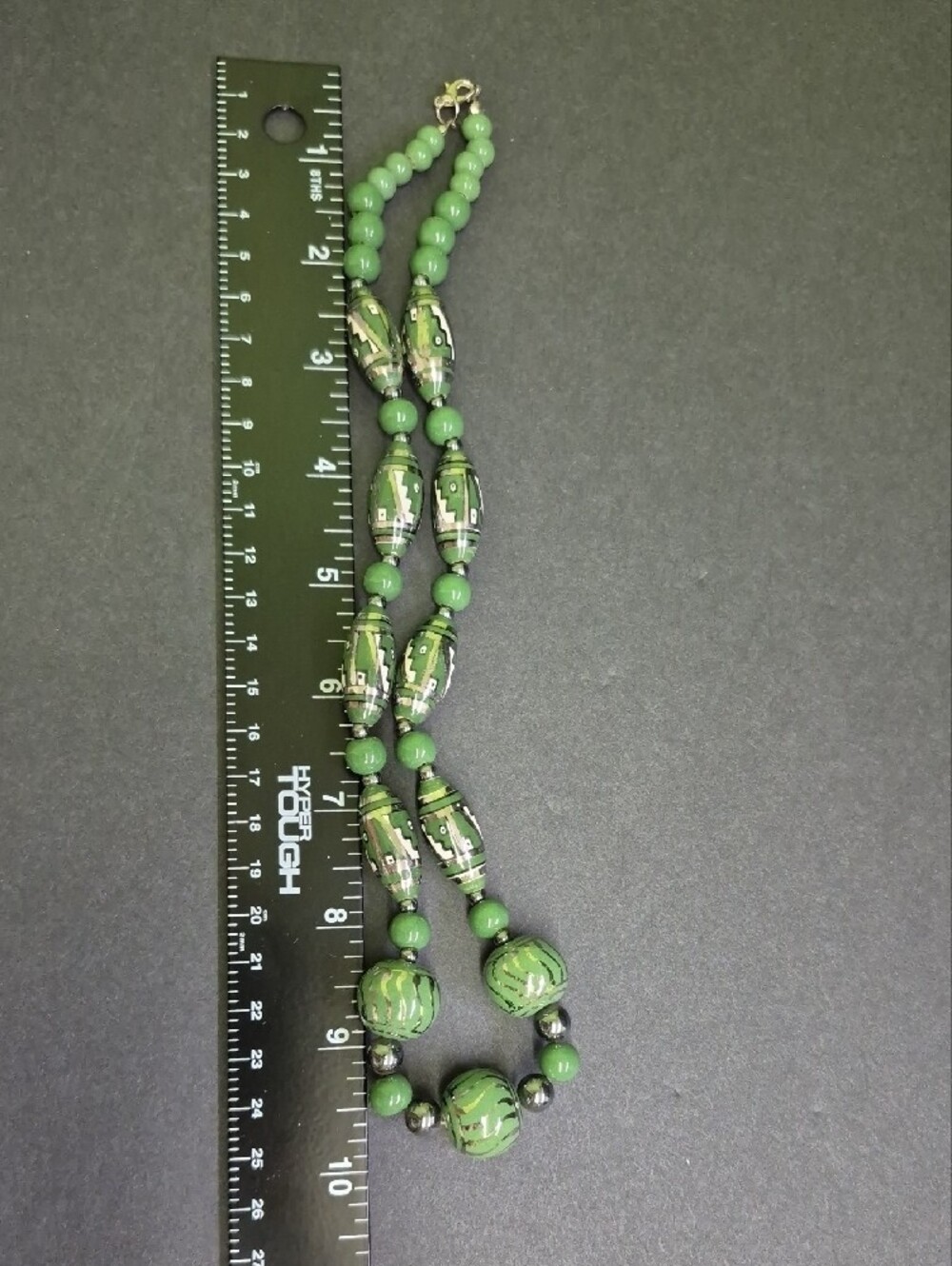 Chunky Green Glass Pottery Beaded Southwestern Style Statement 21" In.  Necklace - Picture 5 of 5